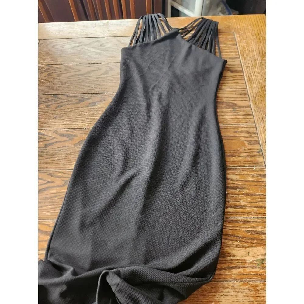 Dress The Population Gwen black Strappy Midi Dress sz Medium